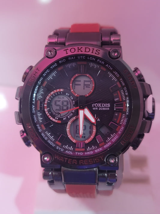 TOKDIS Metal Dial, Dual Time Sports Watch For Men